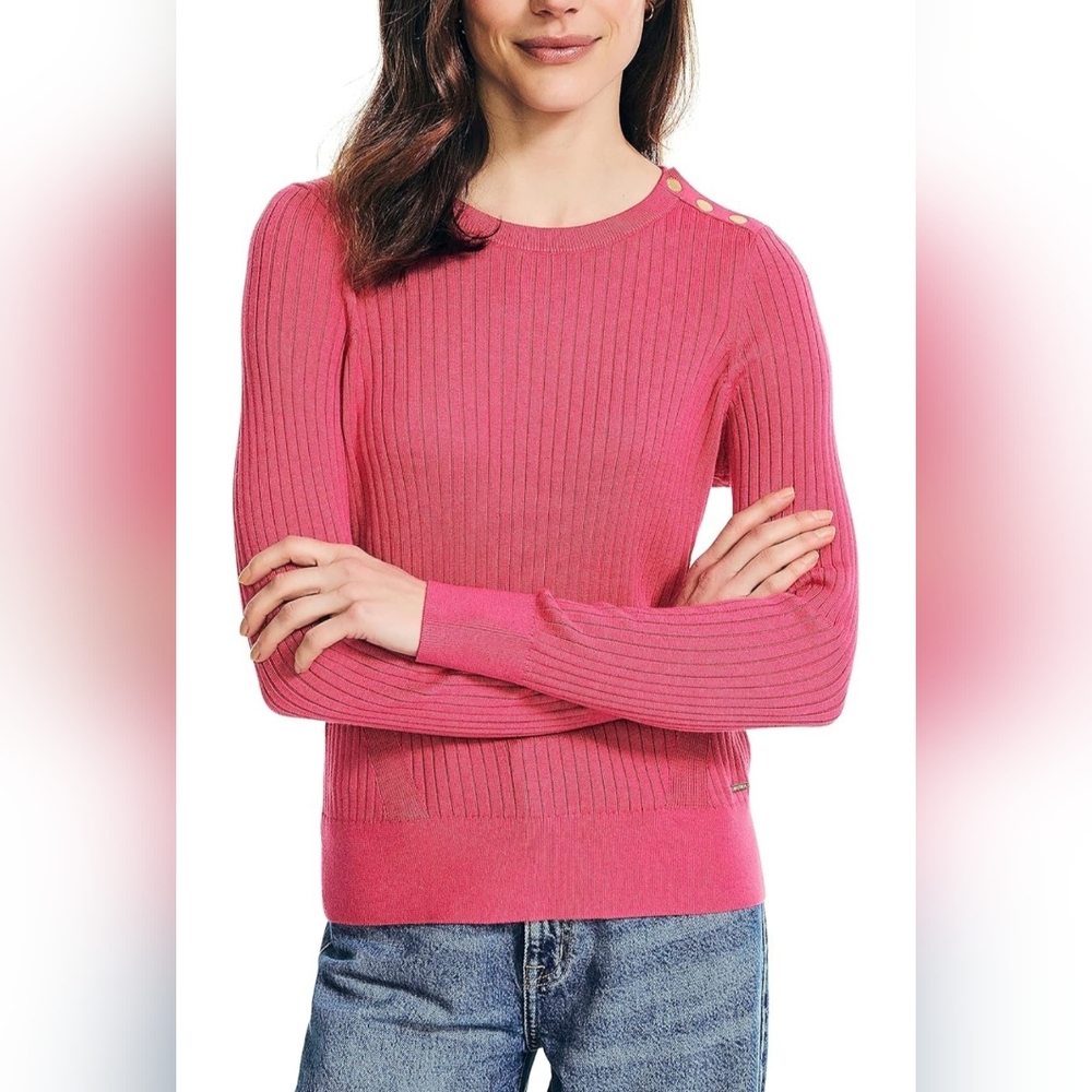 NAUTICA RIBKNIT CREW NECK PINK SWEATER -SIZE XXL